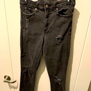 Gap distressed raw hem black jeans